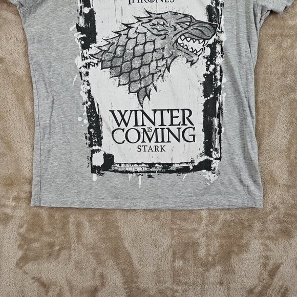 Game Of Thrones Winter Is Coming Stark T-Shirt Women's Size L Gray Short Sleeve - Picture 7 of 10